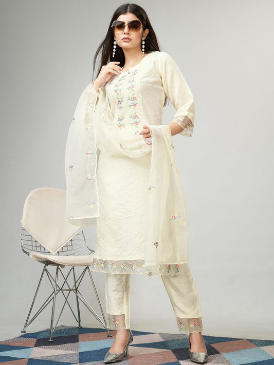 Women Straight Kurta Set with Dupatta